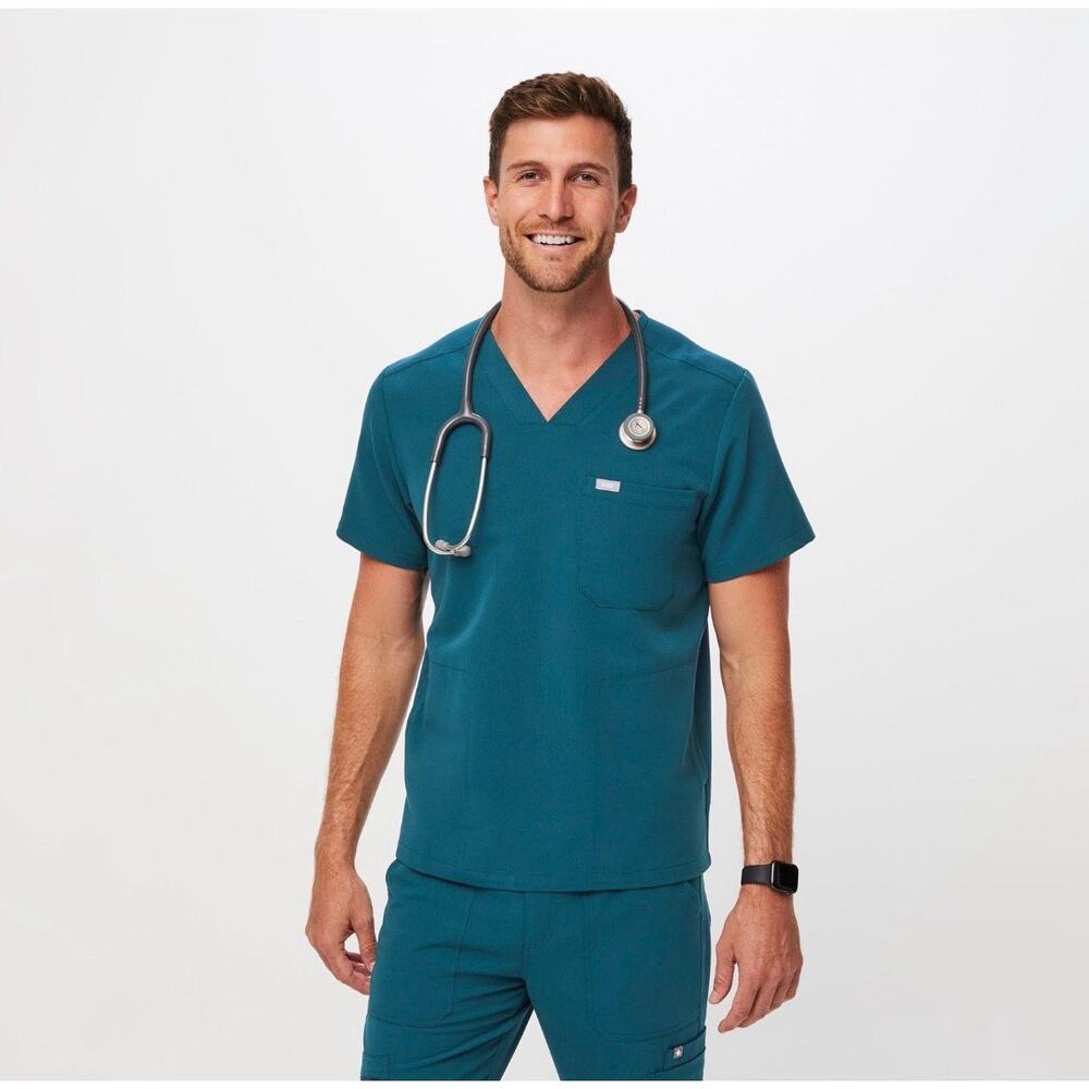 FIGS Axim Cargo Scrub Pants T2001 Green Teal Straight Leg Scrubs
